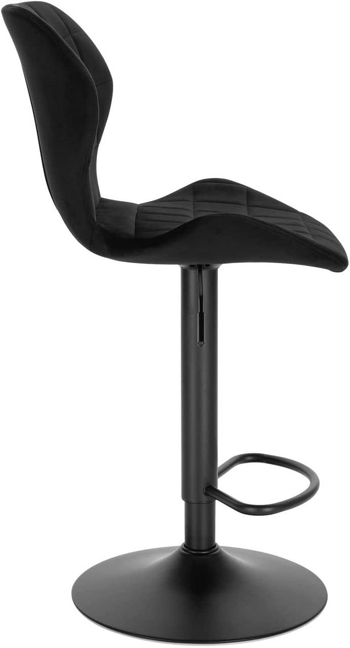 24goodz Adjustable 360° Swivel Bar Stool - Comfortable and Stylish - Velvet and Metal - For Home and Bar Use - Dark Grey/Black/Dark Green - sz