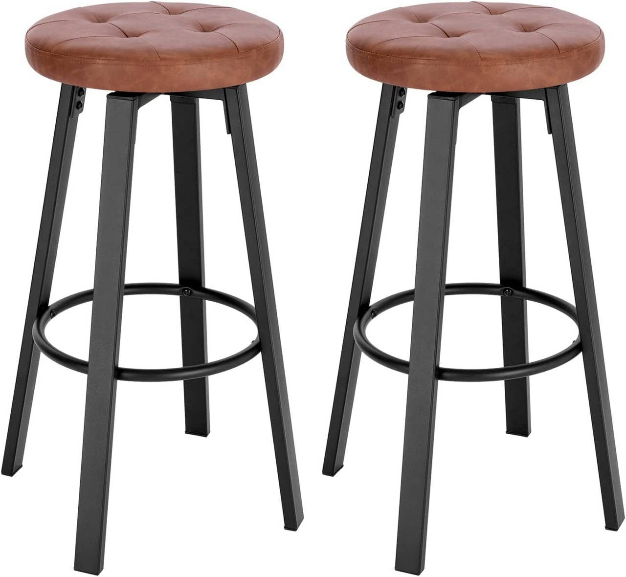 24goodz Rotatable Bar Stool with Leatherette Upholstery - Durable and Stylish - Metal and Foam - For Everyone - Brown/Anthracite