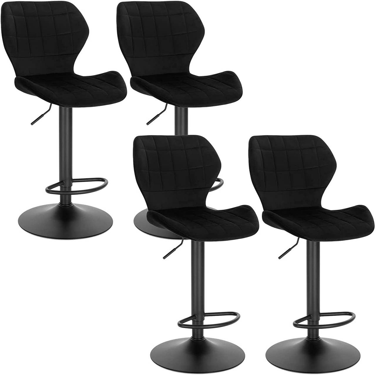 24goodz Velvet Bar Stool - Comfortable and Stylish - Metal - For Home and Bar Use - Dark Grey/Black/Dark Green - sz