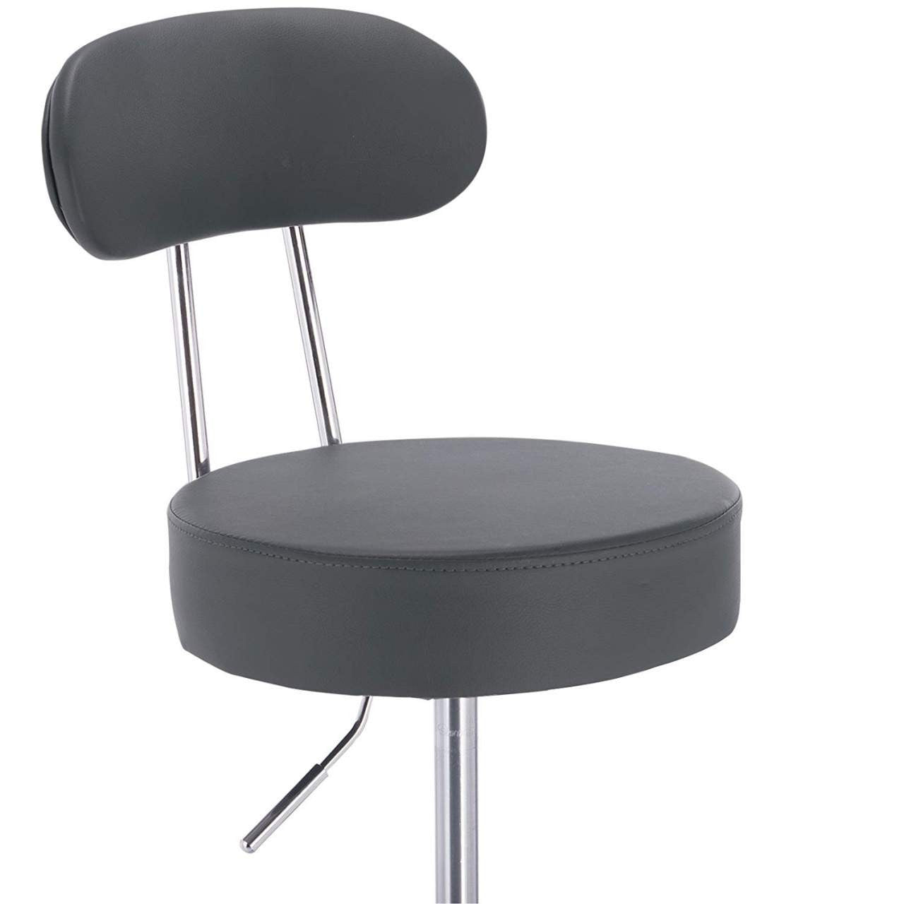 24goodz Rolling Stool with Backrest - Ergonomic Design - High-Quality Materials - Faux Leather - Grey