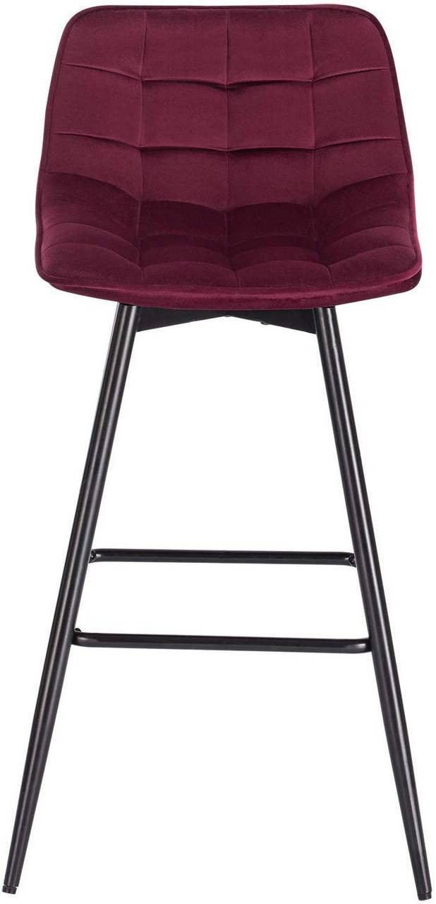 24goodz Velvet Bar Stool - Comfortable & Ergonomic - Sturdy & Robust - Velvet + Metal - Bordeaux - Set of 2/4 - bd