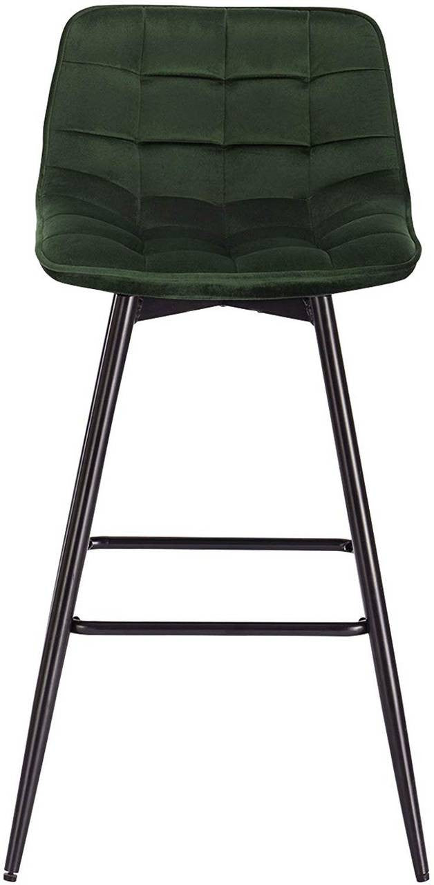 24goodz Velvet Bar Stool - Comfortable & Ergonomic - Sturdy & Robust - Velvet + Metal Frame - Dark Green - dgn