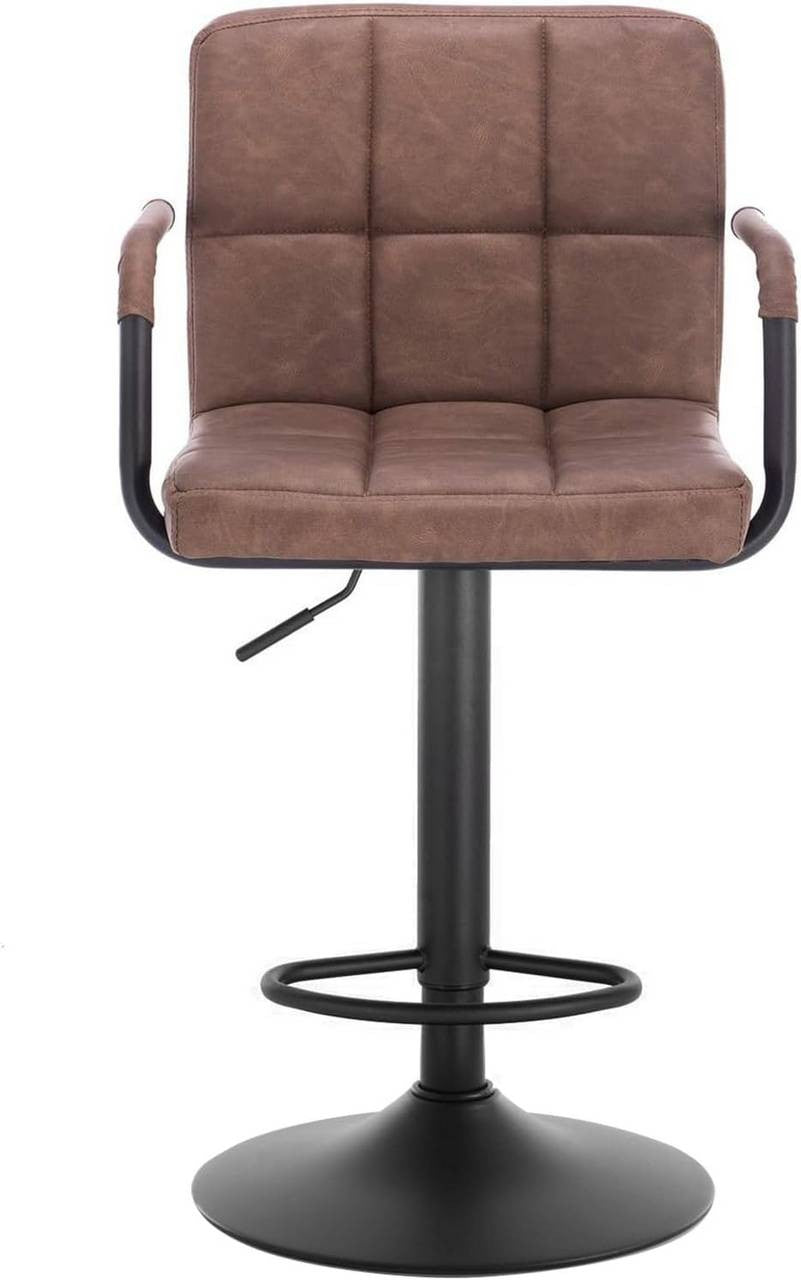 24goodz Bar Stool with Swivel Backrest - Ergonomic Design - Durable Faux Leather - For Home & Bistro Use - Dark Brown - dbr