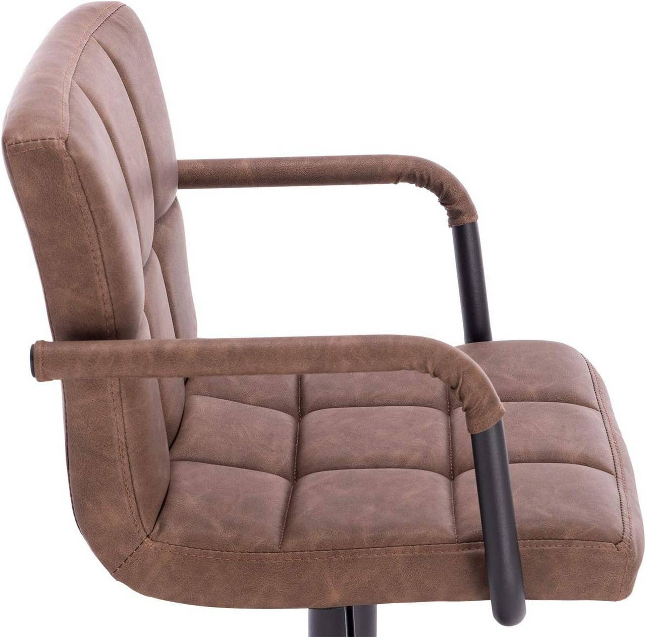 24goodz Bar Stool with Swivel Backrest - Ergonomic Design - Durable Faux Leather - For Home & Bistro Use - Dark Brown - dbr