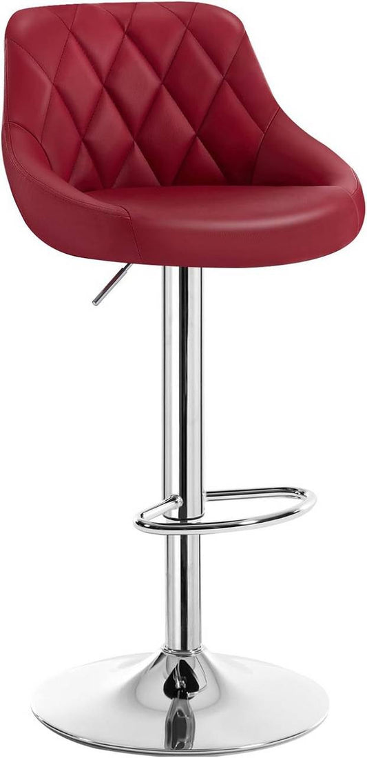 24goodz Adjustable Bar Stool - Comfortable and Ergonomic - Durable and Stylish - Faux Leather - For Home and Bistro Use - Bordeaux - bd