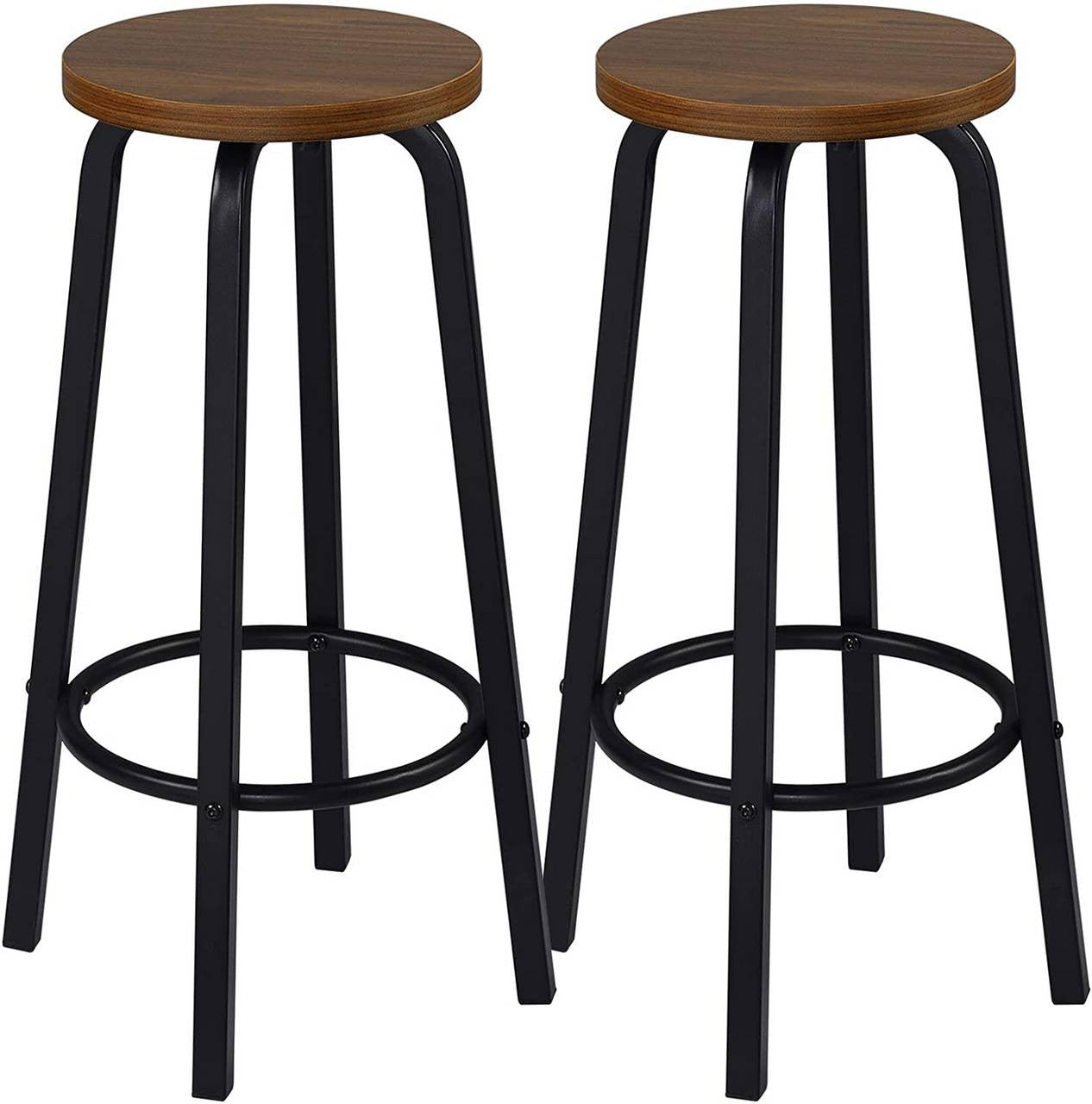 24goodz Set of 2 Bistro Bar Stools - Stylish and Versatile - MDF and Metal - For Home and Commercial Use - Dark Beech - dc