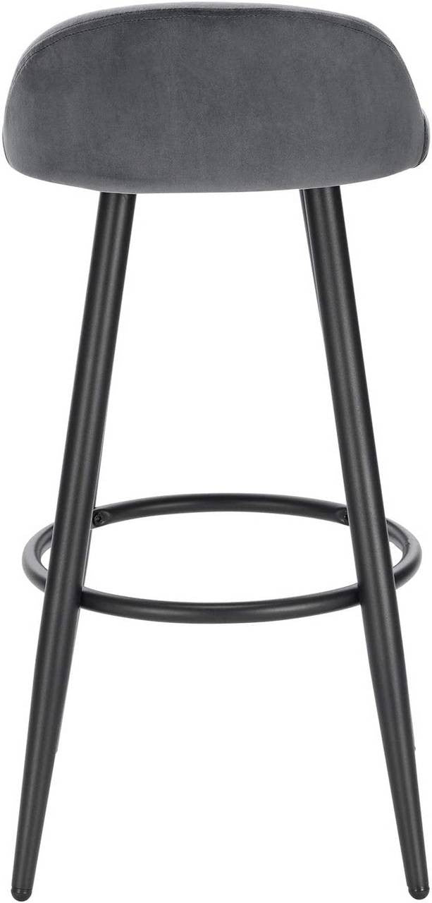 24goodz Velvet Bar Stool - Stable and Robust Design - High Comfort - Velvet and Metal - Dark Grey - dgr