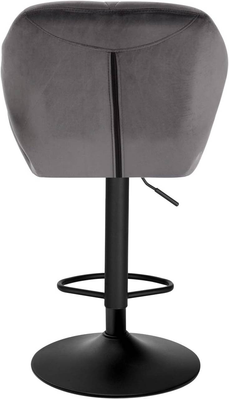 24goodz Velvet Bar Stool with Backrest - Ergonomic Comfort - Durable and Long-lasting - Velvet + Metal - Dark Grey - dgr