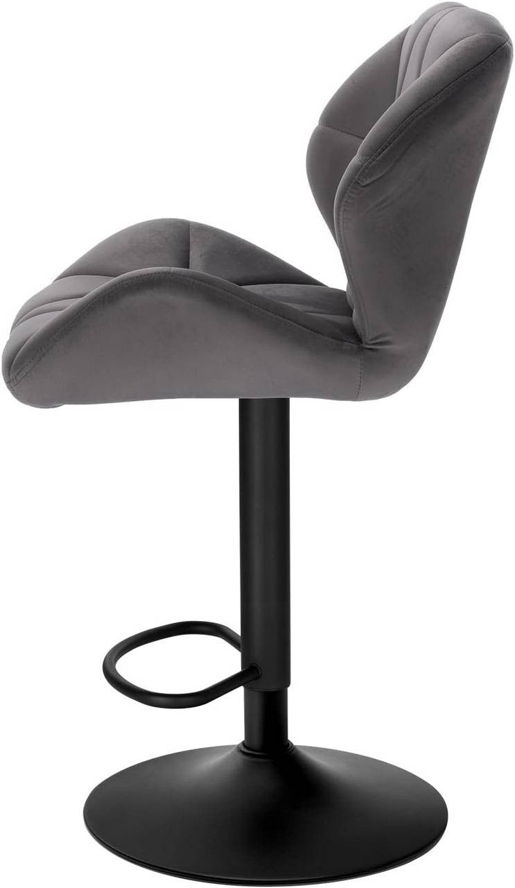 24goodz Velvet Bar Stool with Backrest - Ergonomic Comfort - Durable and Long-lasting - Velvet + Metal - Dark Grey - dgr