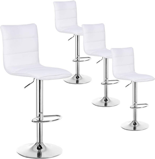 24goodz Bar Stool - Comfortable and Ergonomic - Durable and Multifunctional - Faux Leather - For Home and Commercial Use - White - ws