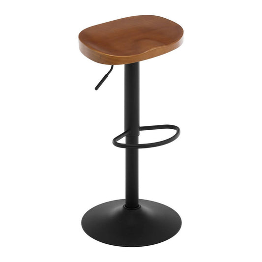 24goodz Ergonomic Bar Stool - Comfortable Saddle Seat - Solid Wood and Metal - For Home and Commercial Use - Brown