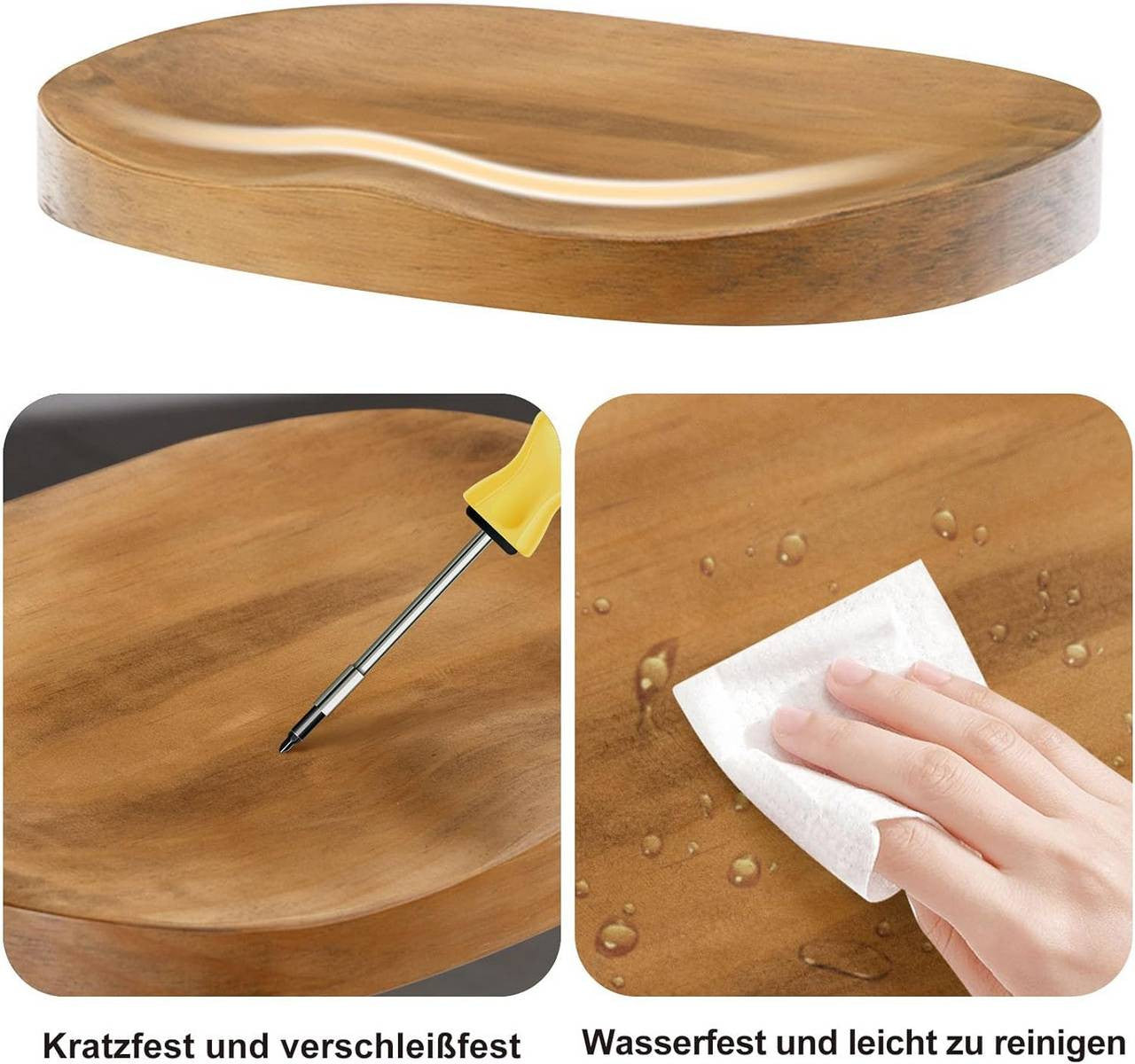 24goodz Ergonomic Bar Stool - Adjustable Height - Solid Wood and Metal - For Kitchen and Dining - Dark Wood Look