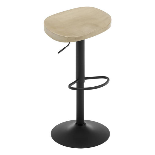 24goodz Ergonomic Bar Stool - Comfortable Saddle Seat - Height Adjustable - Solid Wood and Metal - Light Wood Finish