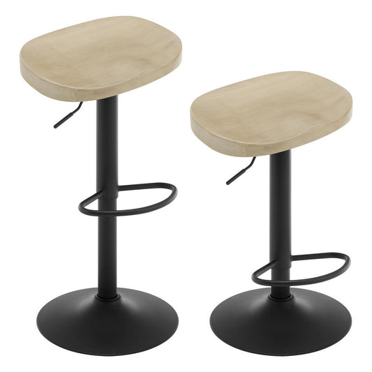 24goodz Ergonomic Bar Stool - Comfortable Saddle Seat - Adjustable Height - Solid Wood and Metal - Light Wood Finish
