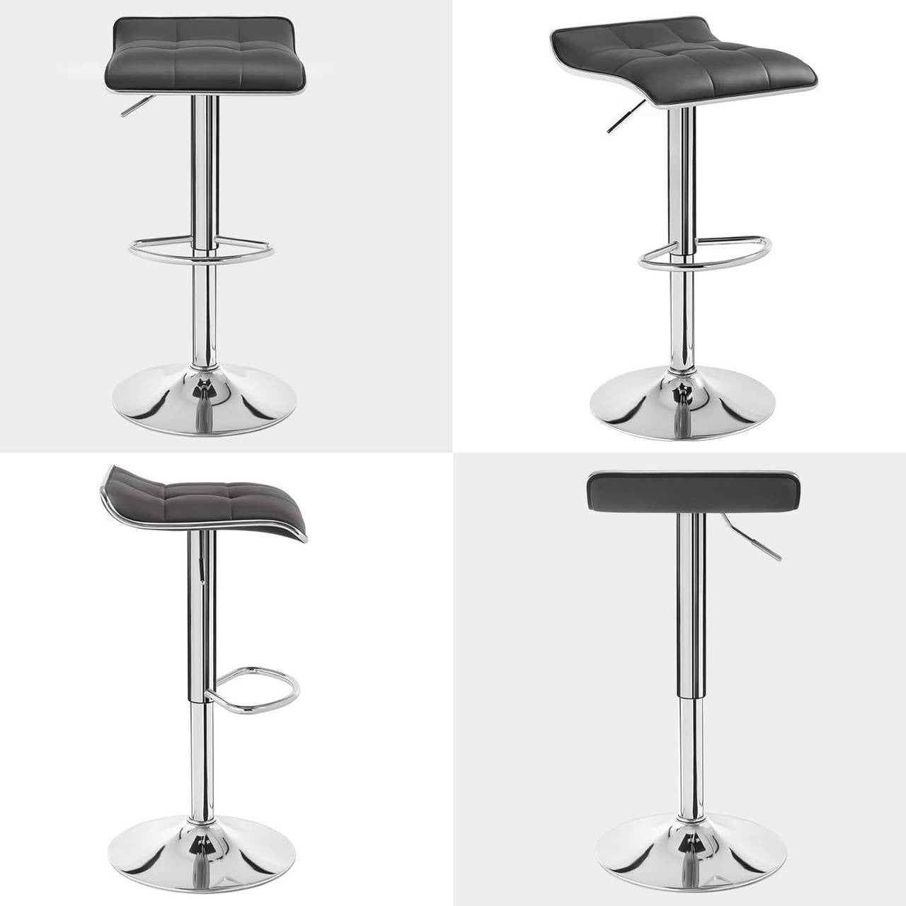 24goodz Bar Stool - Ergonomic Comfort - Durable and Stylish - Faux Leather - For Home and Office - Grey