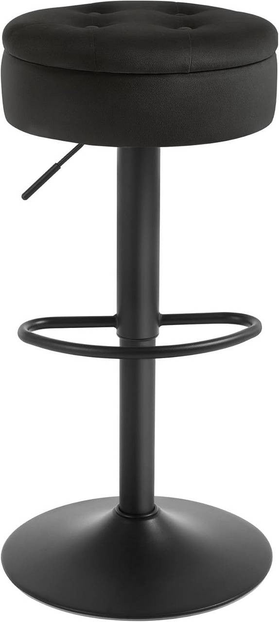 24goodz Velvet Bar Stool - Comfortable & Ergonomic - Multifunctional - Metal - For Home & Kitchen - Black