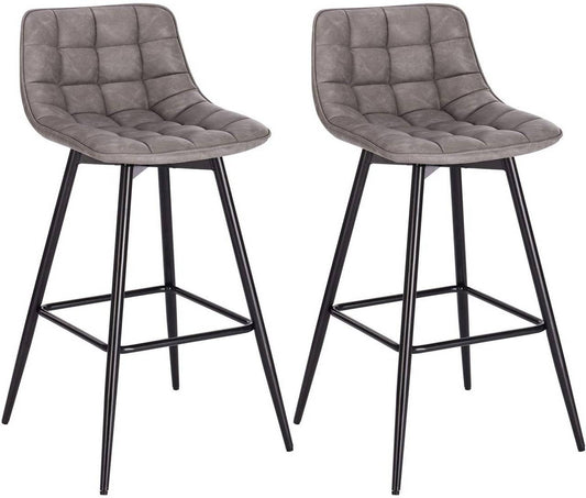 24goodz Bar Stool with Footrest - Comfortable & Ergonomic - Stable & Robust - Faux Leather - Dark Grey - dgr