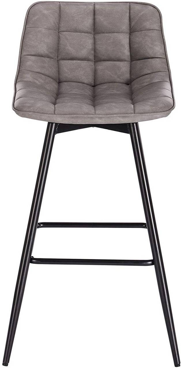 24goodz Bar Stool with Footrest - Comfortable & Ergonomic - Stable & Robust - Faux Leather - Dark Grey - dgr