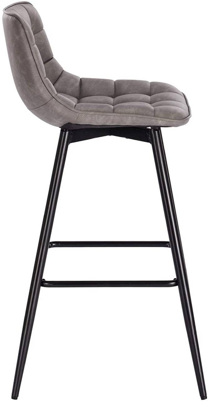 24goodz Bar Stool with Footrest - Comfortable & Ergonomic - Stable & Robust - Faux Leather - Dark Grey - dgr