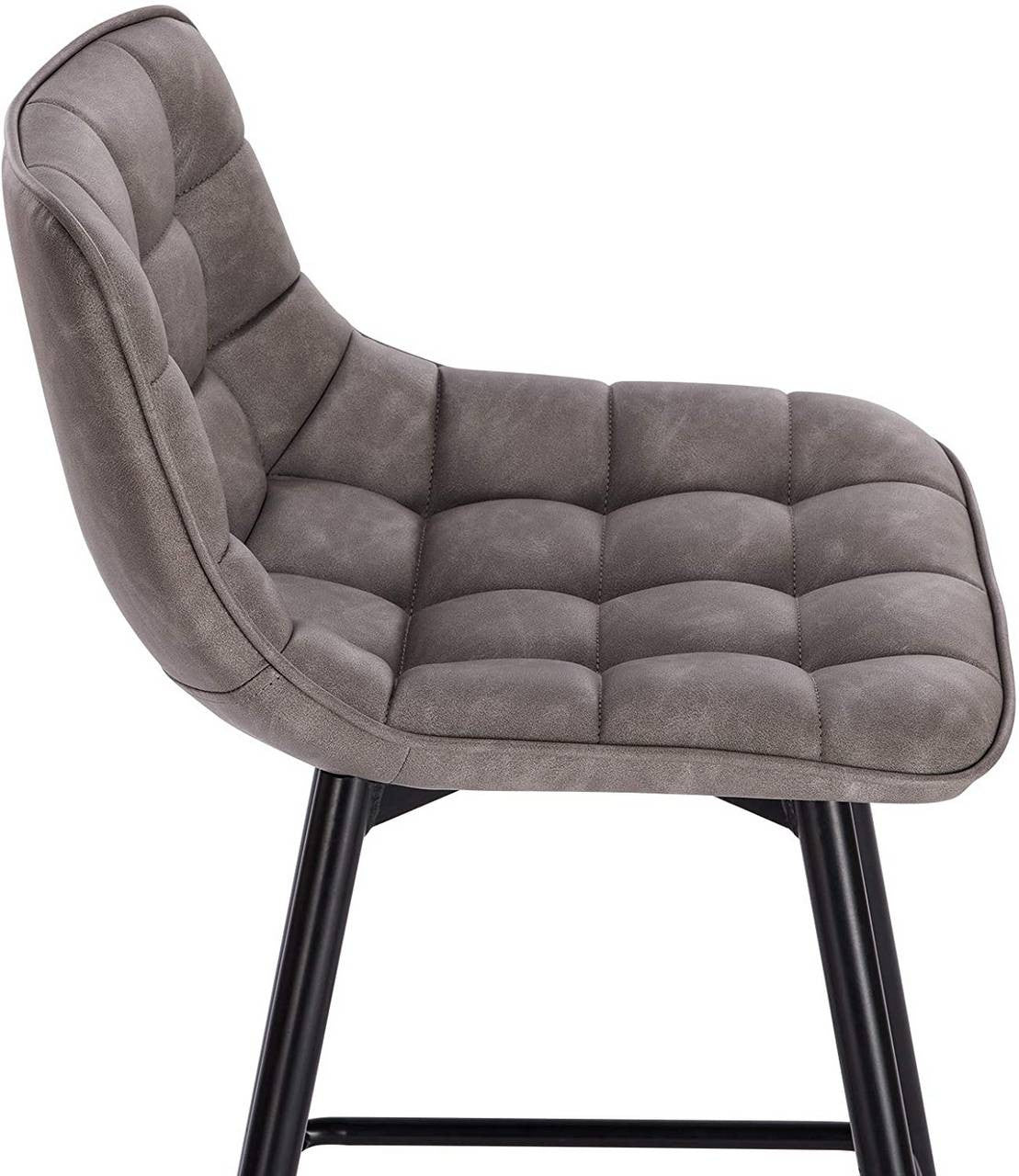 24goodz Bar Stool with Footrest - Comfortable & Ergonomic - Stable & Robust - Faux Leather - Dark Grey - dgr