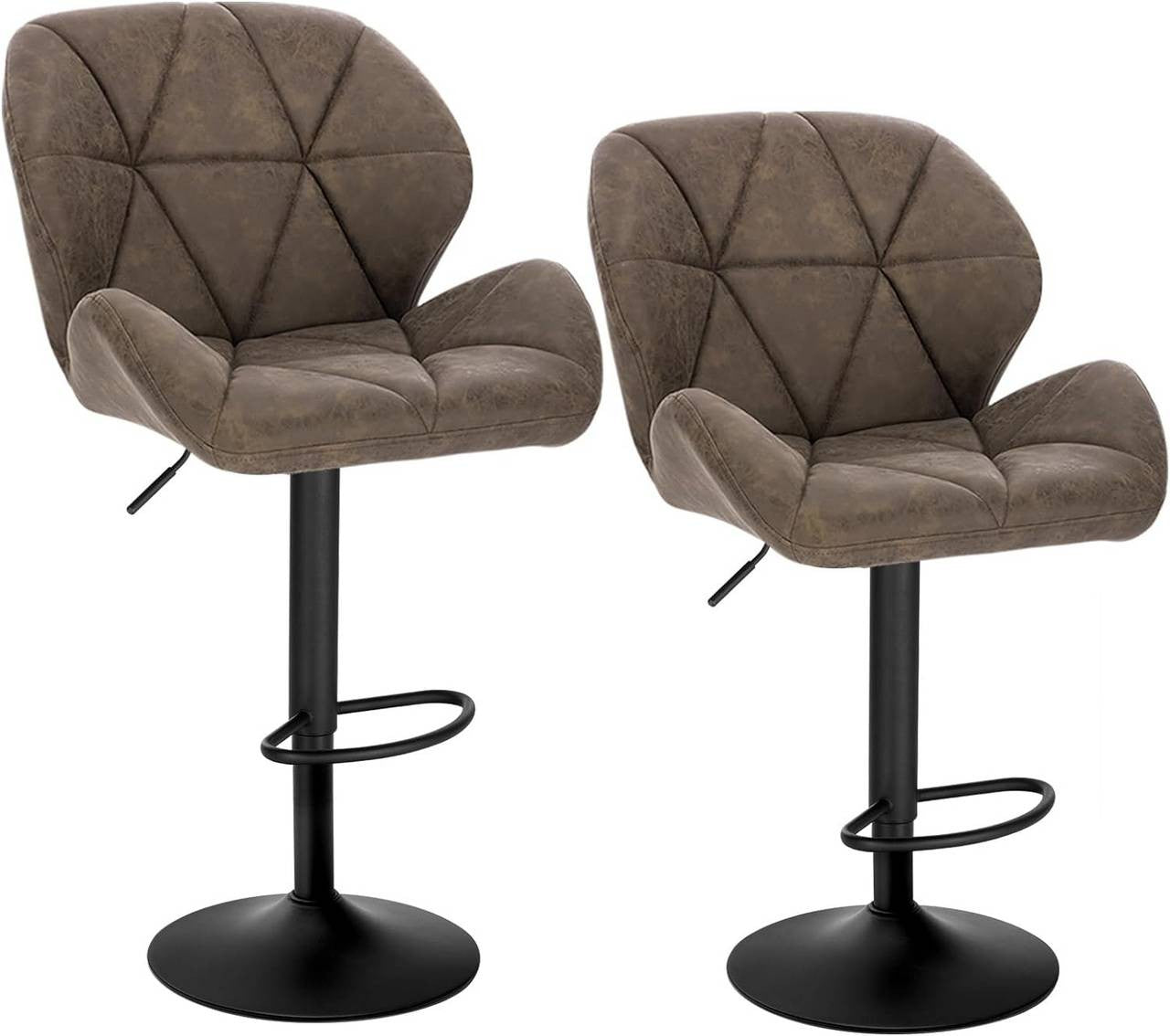 24goodz Bar Stool Set of 2 - Ergonomic Comfort - Durable and Easy to Maintain - Faux Leather - For Home Bars - Dark Brown - dbr