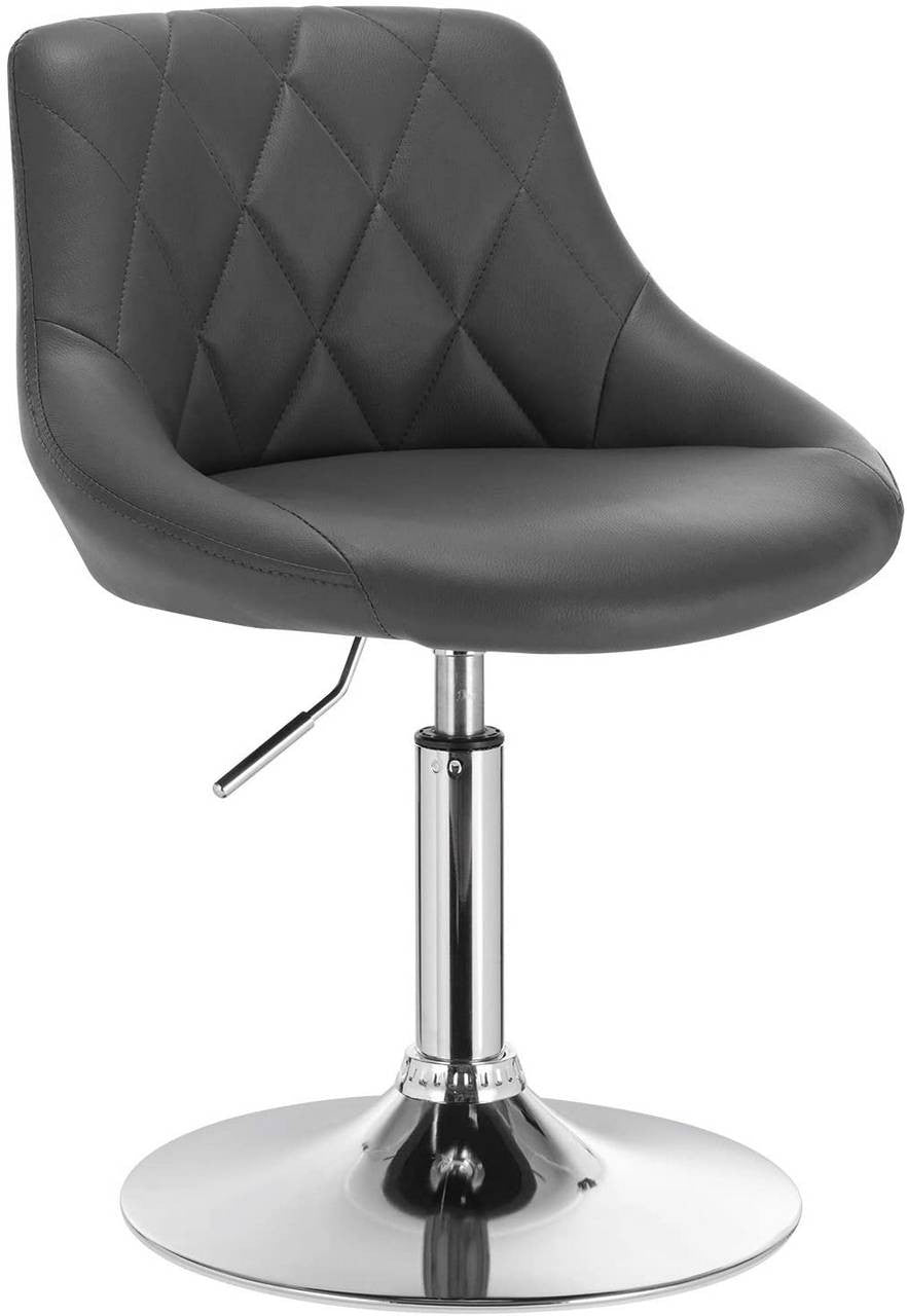 24goodz Adjustable Bar Stool with Backrest - Comfortable and Ergonomic - Sturdy and Durable - Faux Leather and Chrome Frame - Grey