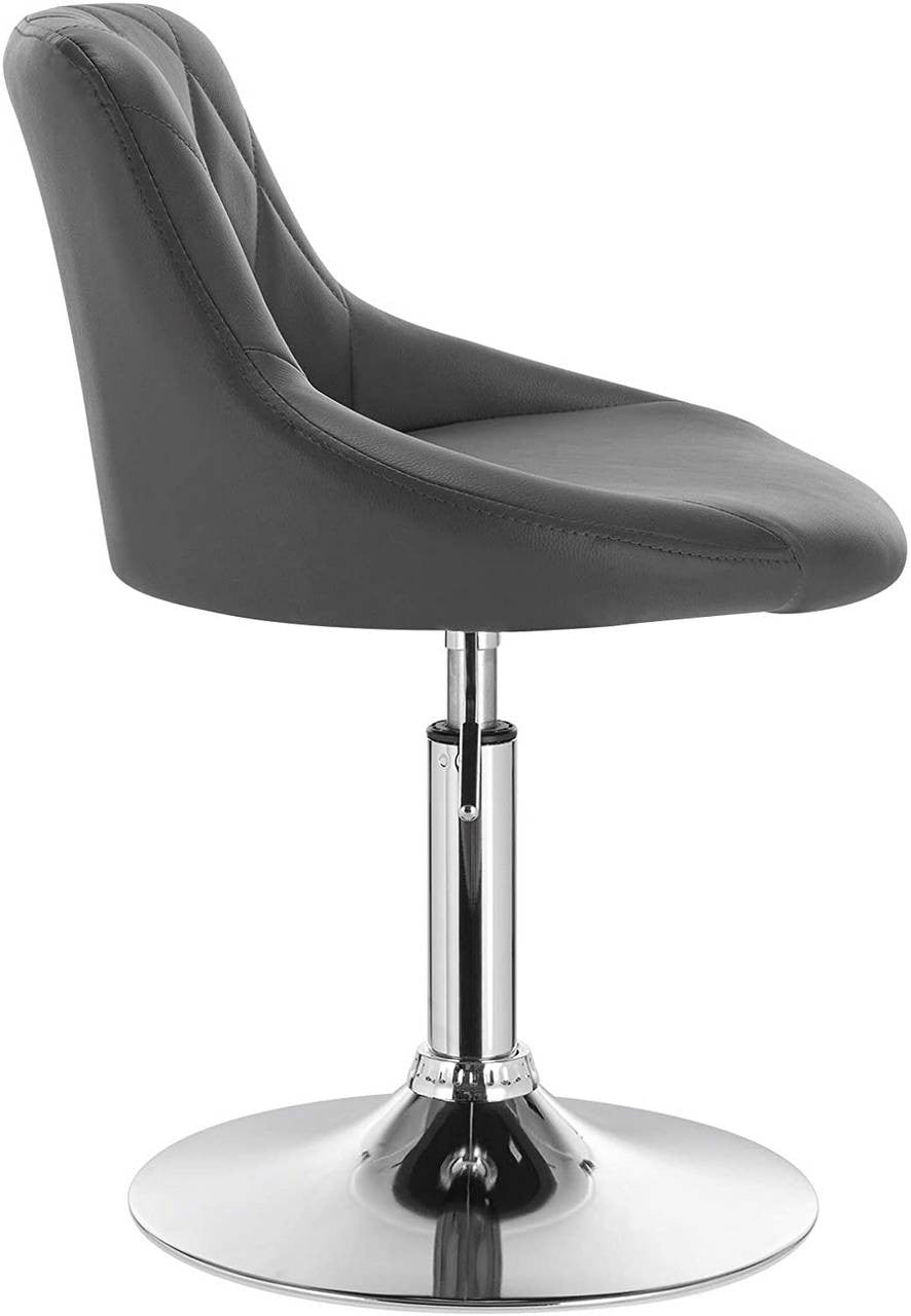 24goodz Adjustable Bar Stool with Backrest - Comfortable and Ergonomic - Sturdy and Durable - Faux Leather and Chrome Frame - Grey