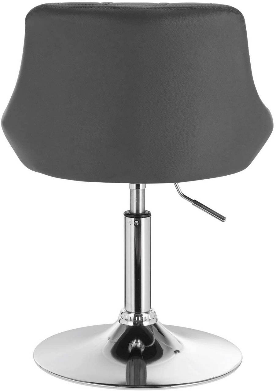 24goodz Adjustable Bar Stool with Backrest - Comfortable and Ergonomic - Sturdy and Durable - Faux Leather and Chrome Frame - Grey