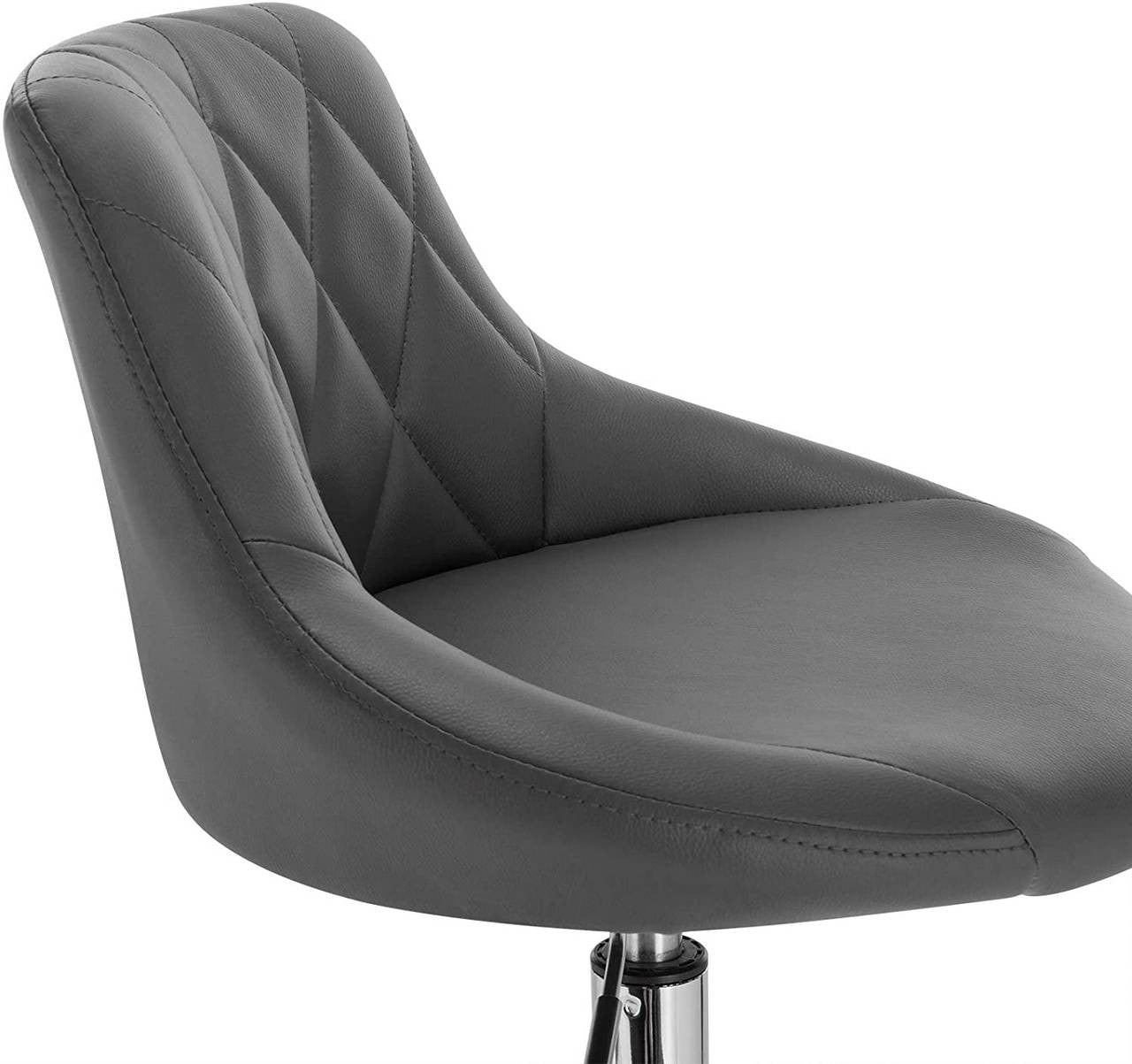 24goodz Adjustable Bar Stool with Backrest - Comfortable and Ergonomic - Sturdy and Durable - Faux Leather and Chrome Frame - Grey