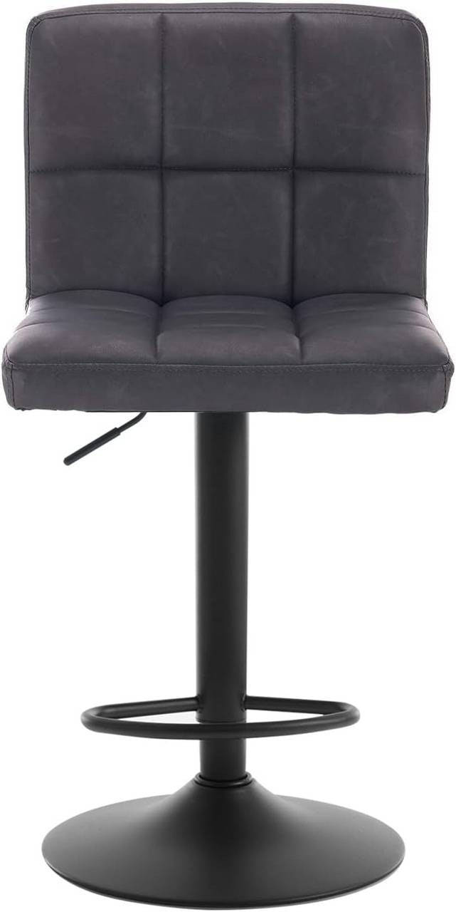 24goodz Bar Stool with Backrest - Ergonomic Comfort - Durable and Easy to Clean - Faux Leather - For Home Bars - Anthracite/Dark Brown