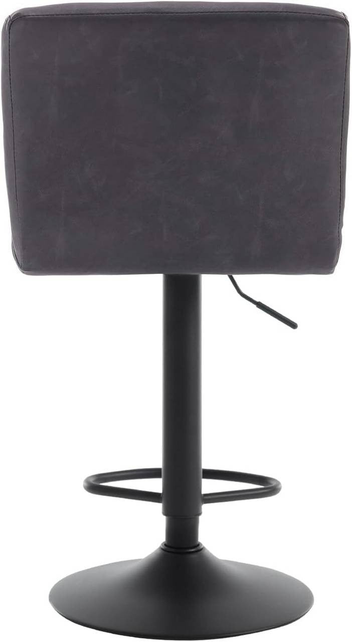 24goodz Bar Stool with Backrest - Ergonomic Comfort - Durable and Easy to Clean - Faux Leather - For Home Bars - Anthracite/Dark Brown