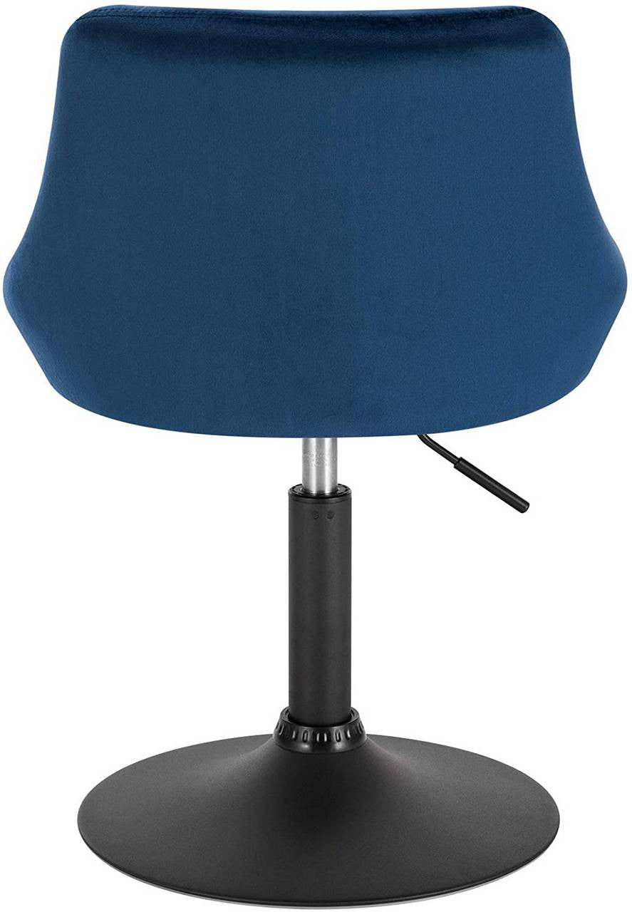 24goodz Velvet Bar Stool with Backrest - Comfortable and Ergonomic Design - Durable Metal Frame - For Home and Kitchen - Blue