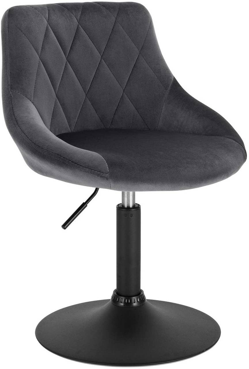 24goodz Velvet Bar Stool with Backrest - Comfortable and Ergonomic Design - Durable Metal Frame - For Home and Kitchen - Dark Grey - dgr