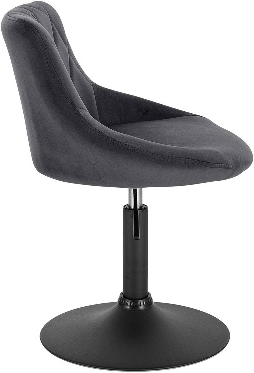 24goodz Velvet Bar Stool with Backrest - Ergonomic Comfort - Sturdy Metal Frame - 120 kg - Dark Grey - dgr