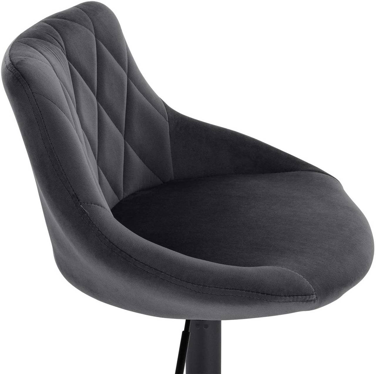 24goodz Velvet Bar Stool with Backrest - Comfortable and Ergonomic Design - Durable Metal Frame - For Home and Kitchen - Dark Grey - dgr