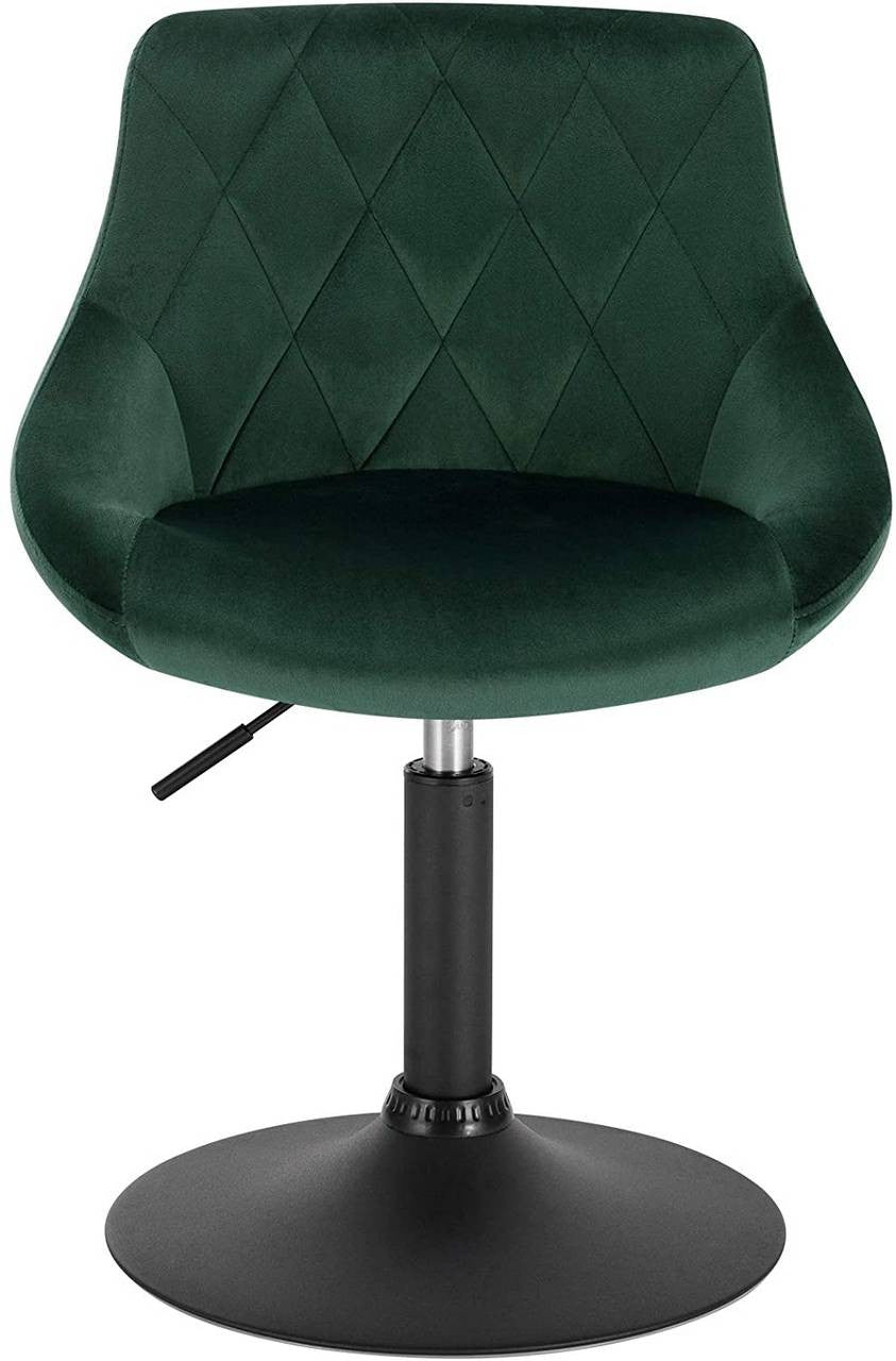 24goodz Bar Stool Set - Comfortable and Ergonomic Design - Adjustable Height - Velvet and Metal - Dark Green - dgn