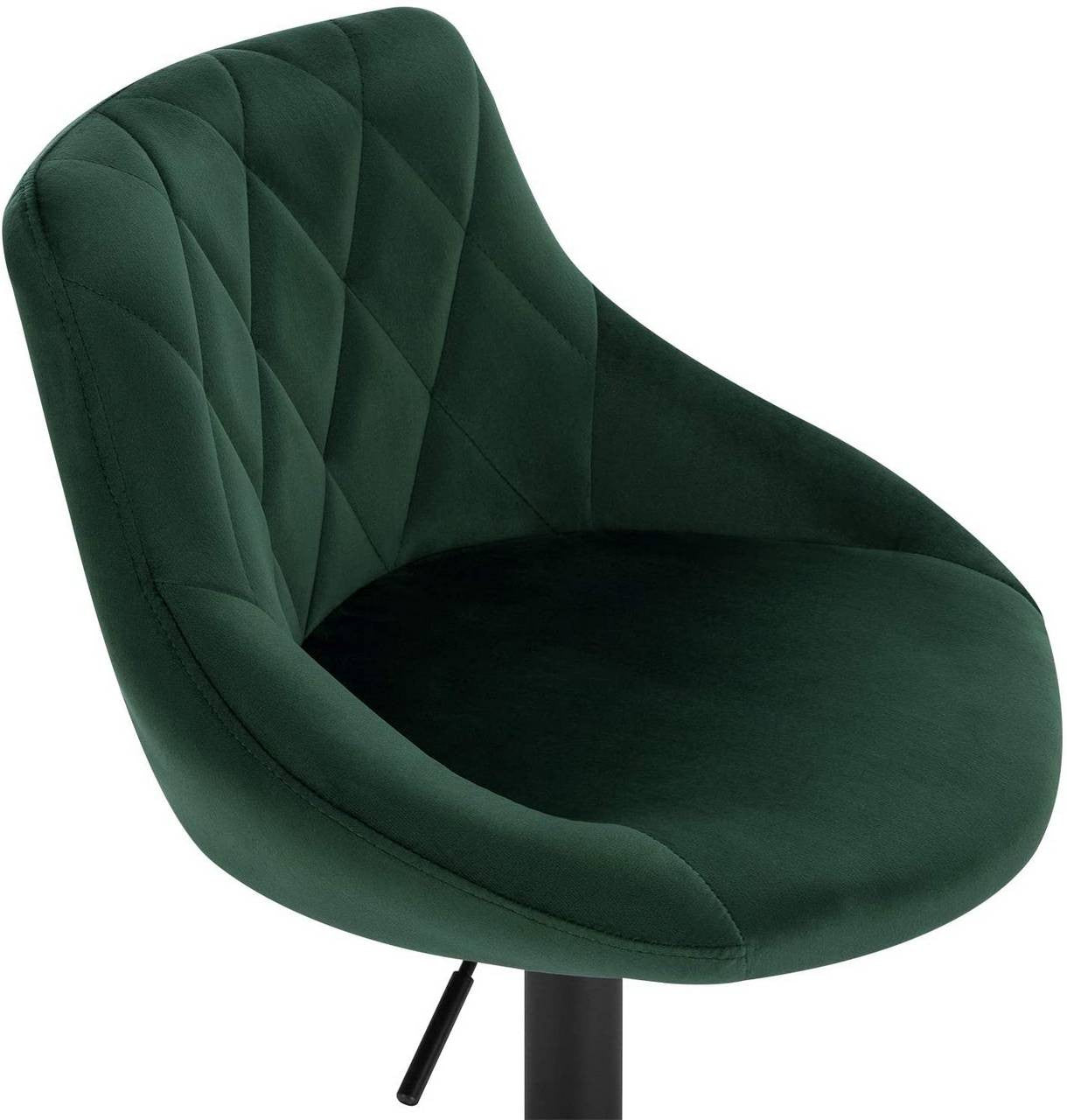 24goodz Bar Stool Set - Comfortable and Ergonomic Design - Adjustable Height - Velvet and Metal - Dark Green - dgn
