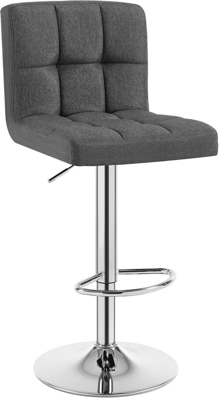 24goodz Bar Stool - Durable and Stylish Design - Adjustable Height - Linen - For Home and Bars - Dark Grey - dgr