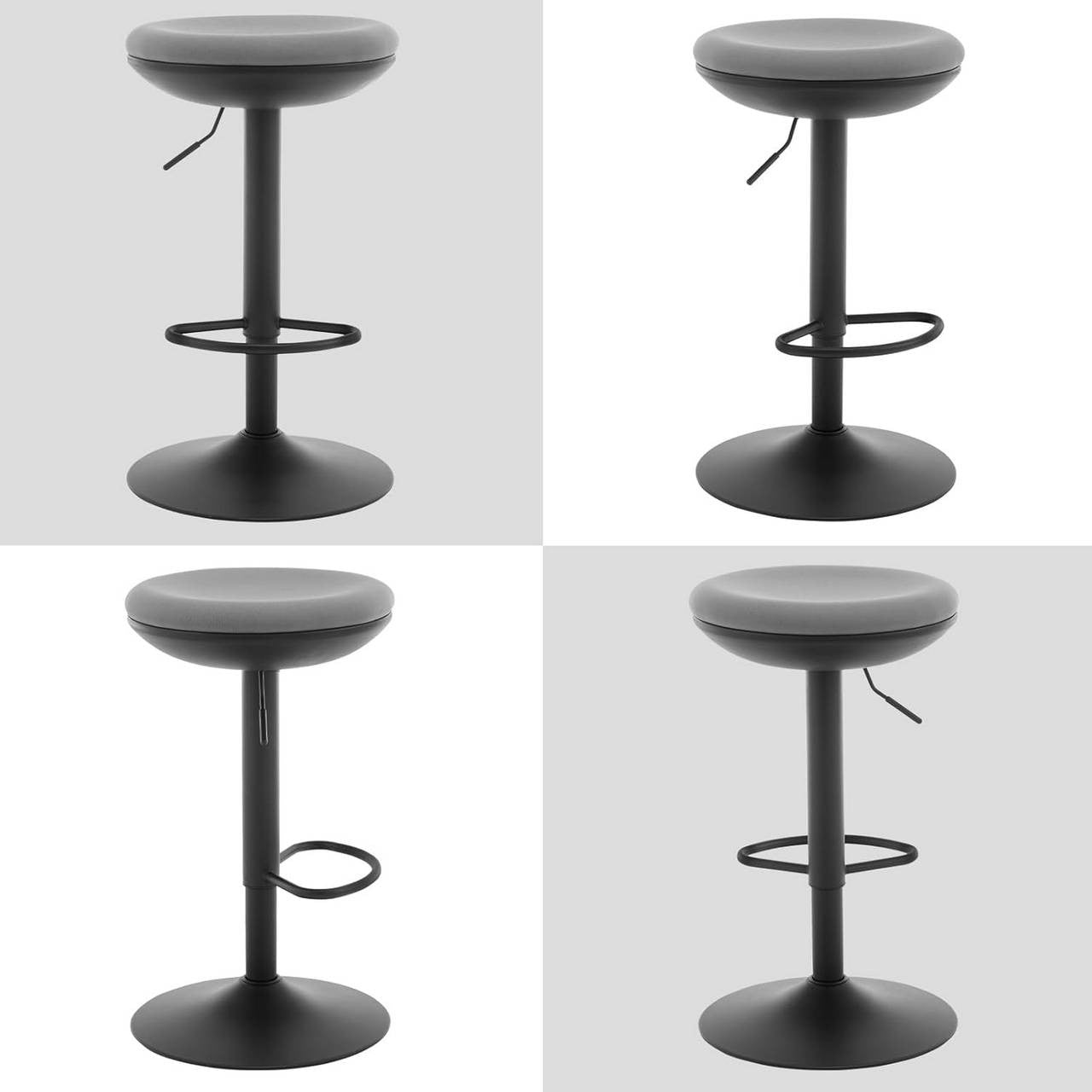 24goodz Adjustable Bar Stool - Comfortable and Breathable - Durable Metal Frame - Mesh Fabric - Grey