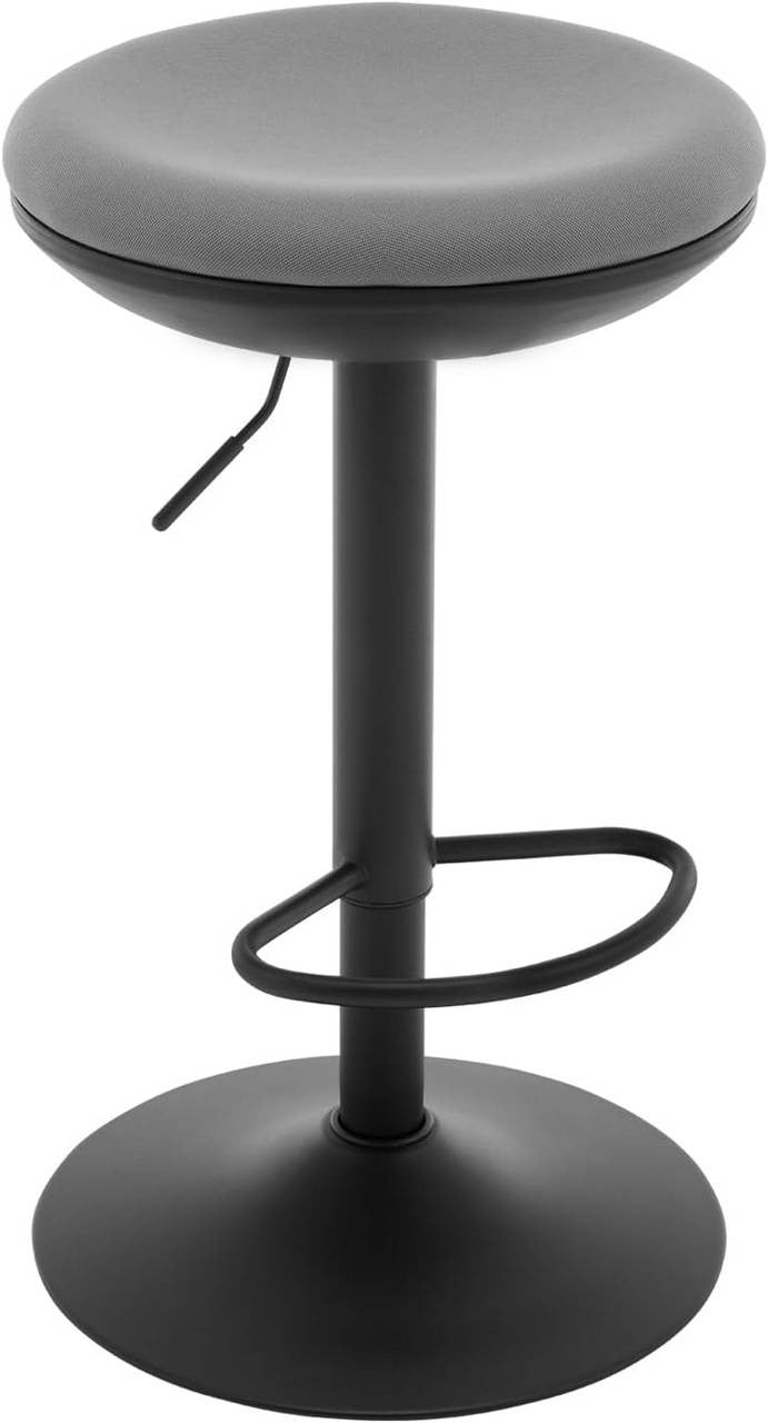 24goodz Adjustable Bar Stool - Comfortable and Breathable - Durable Metal Frame - Mesh Fabric - Grey