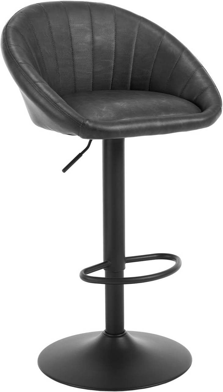 24goodz Adjustable Bar Stool - Ergonomic Design - 360° Swivel - Vintage Imitation Leather - For Home & Office - Anthracite