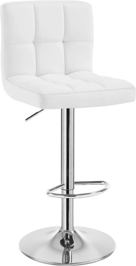 24goodz Bar Stool with Backrest and Footrest - Comfortable and Ergonomic Design - Durable Metal Frame - White