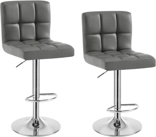 24goodz Bar Stool with Backrest and Footrest - Comfortable and Ergonomic Design - Durable Metal Frame - For Home and Kitchen - Grey