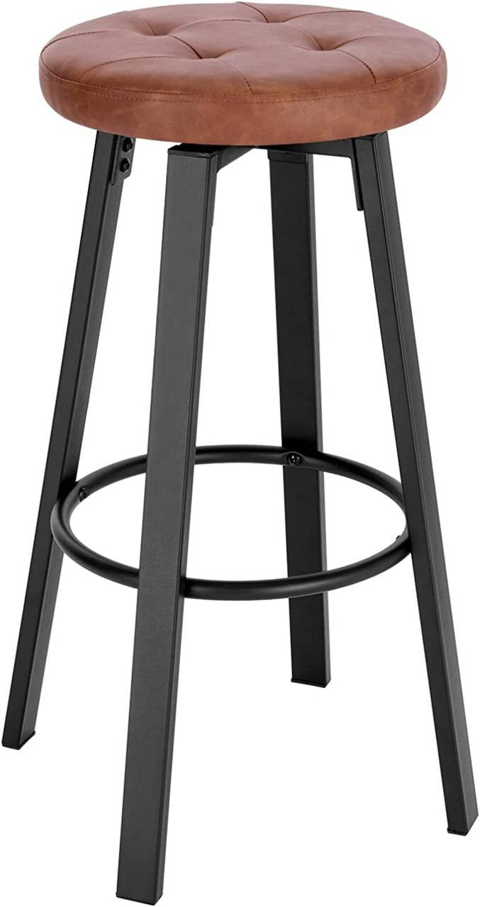 24goodz Swivel Bar Stool - Comfortable Rotating Seat - Durable Faux Leather - For Home & Kitchen - Brown/Anthracite