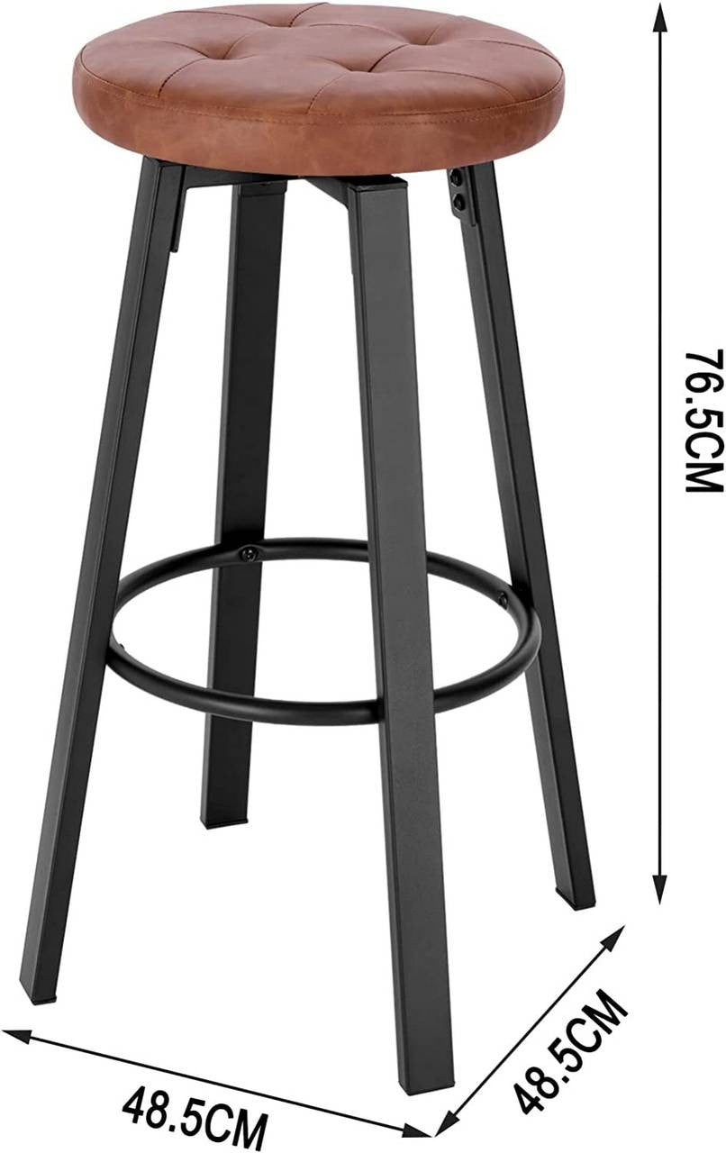 24goodz Swivel Bar Stool - Comfortable Rotating Seat - Durable Faux Leather - For Home & Kitchen - Brown/Anthracite