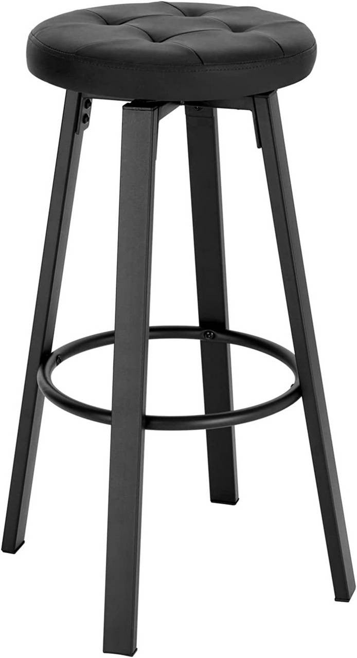 24goodz Rotatable Bar Stool - Comfortable 360-Degree Seat - Faux Leather - For Home & Kitchen - Brown/Anthracite