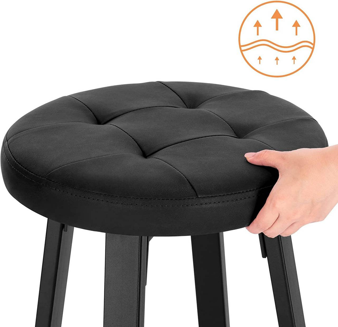 24goodz Rotating Bar Stool with Soft Faux Leather Seat - Durable and Stylish - Metal and Faux Leather - For Home Bars - Brown/Anthracite