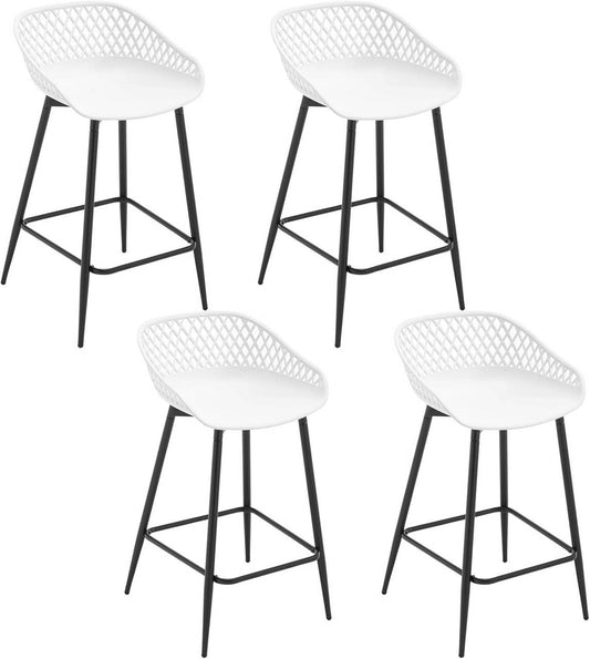 24goodz Hollow Back Bar Stool - Ergonomic Design - Durable PP Material - For Indoor and Outdoor Use - White