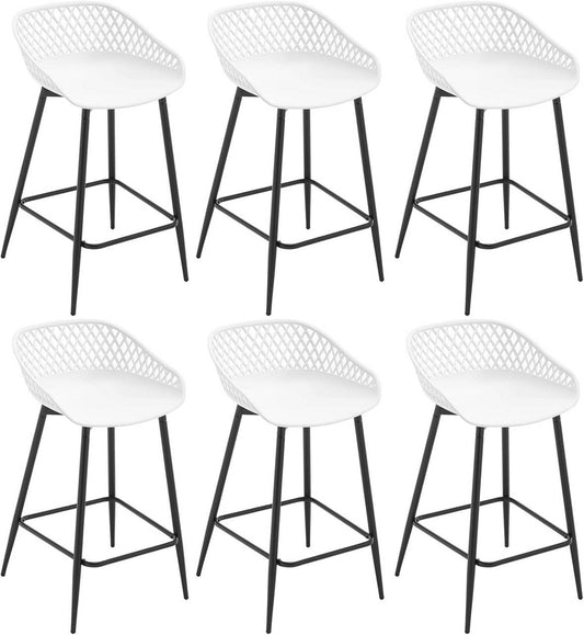 24goodz Stylish Bar Stool - Comfortable Hollow Backrest - Durable & Robust - PP Material - White/Gray/Black