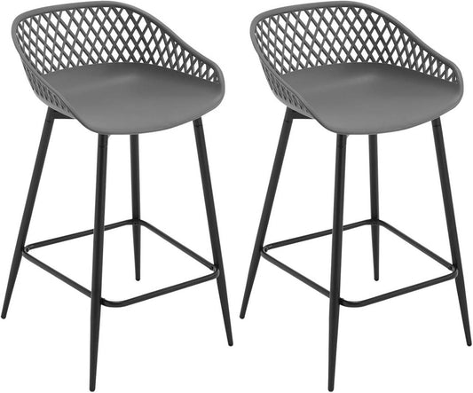 24goodz Comfortable Bar Stool - Ergonomic Design - Durable PP Material - For Home and Garden - Grey